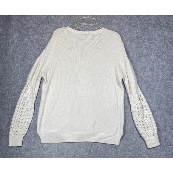 Lucky Brand Sweater Womens Extra Small Ivory Cable Knit Crochet Pullover 7W15102 - Picture 11 of 12